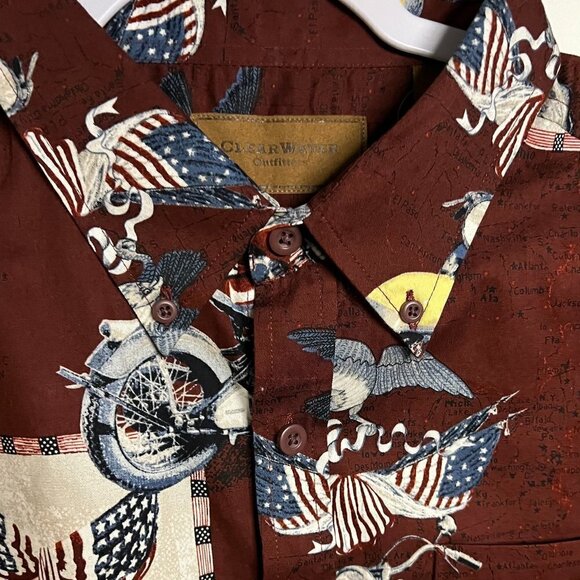 Clearwater Outfitters SS L Camp Button Down Hawaiian Motorcycle Shirt Size L - Picture 3 of 7